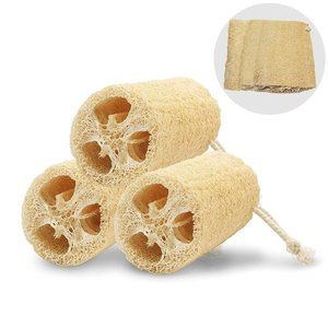 100% Natural Loofah Sponge, Unbleached, Exfoliating Sponge, 4 Count